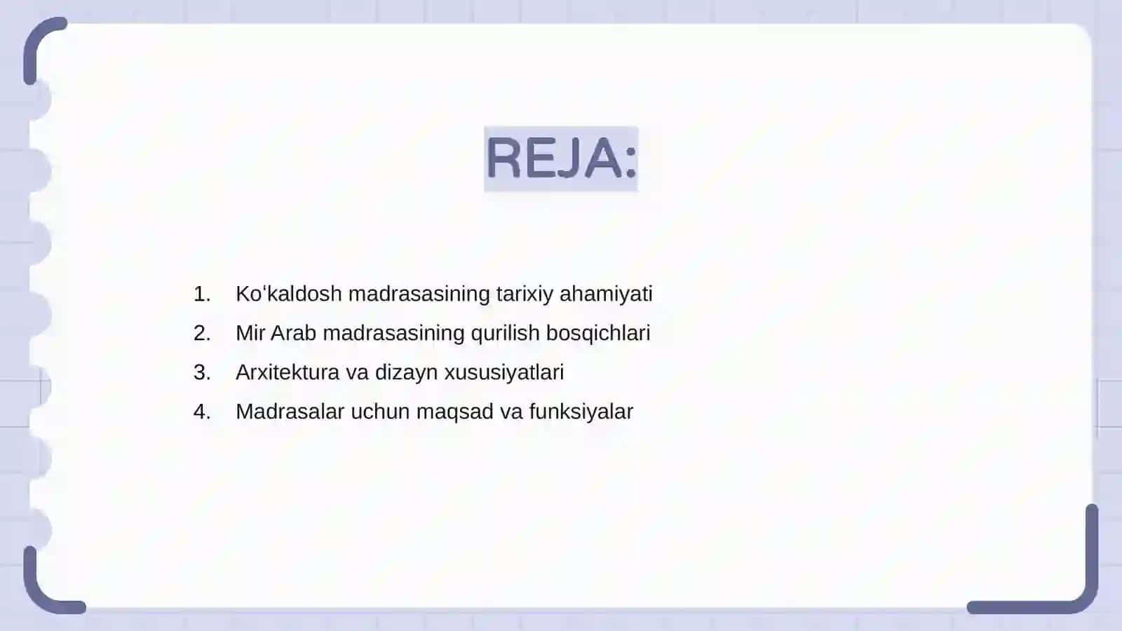 Koʻkaldosh madrasasi va Mir arab madrasasini qurilishi 2