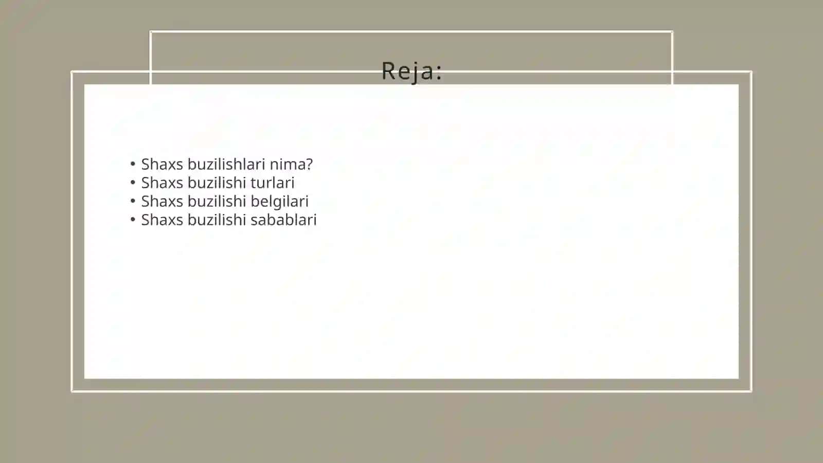 Shaxs buzilishlari 2