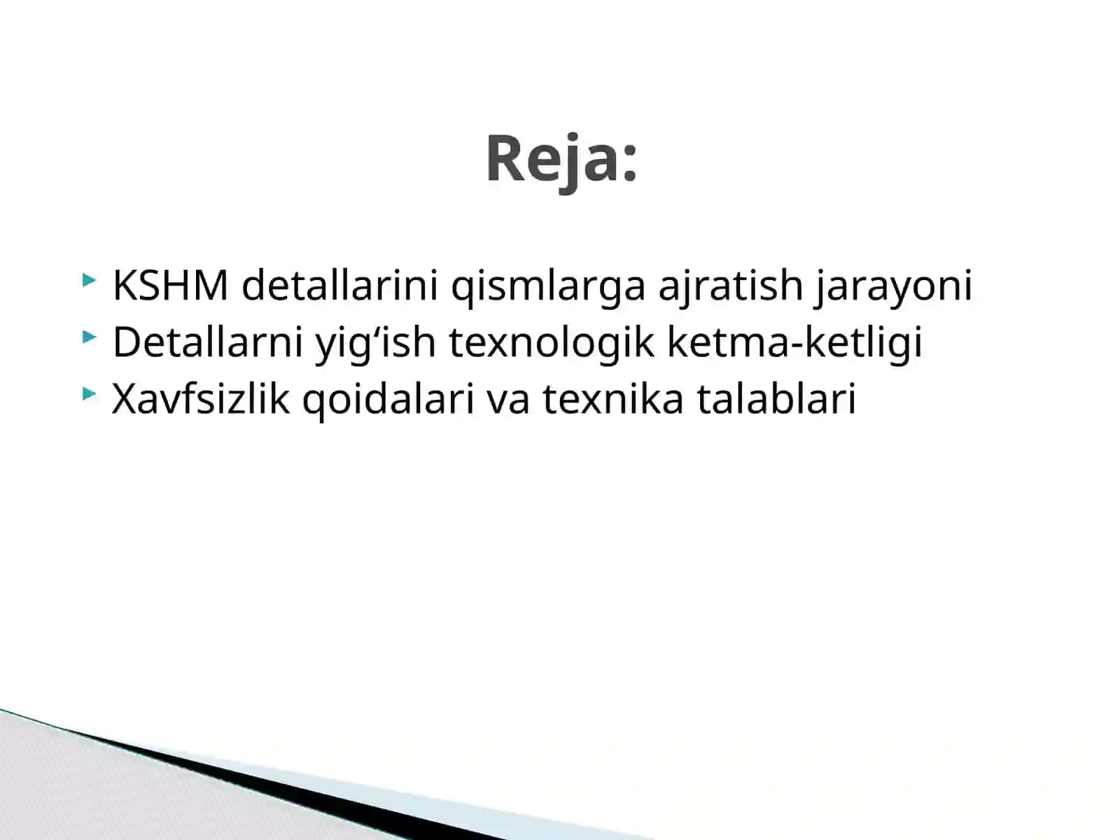 KSHM detallarini qismlarga ajratish vayi 2