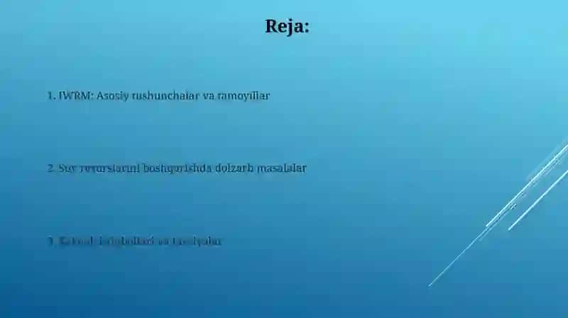Integratsiyalashgan suv resurslari boshqaruvi (ISRB) yondashuvi 2