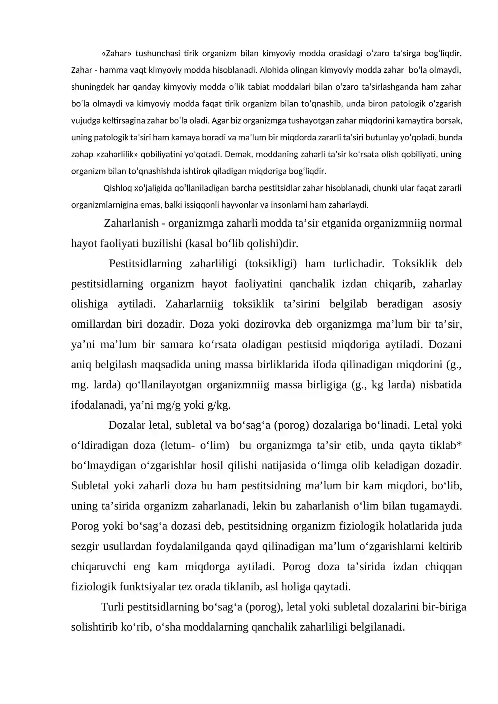 TOKSIKOLOGIYA TO‘G‘RISIDA TUSHUNCHA 2