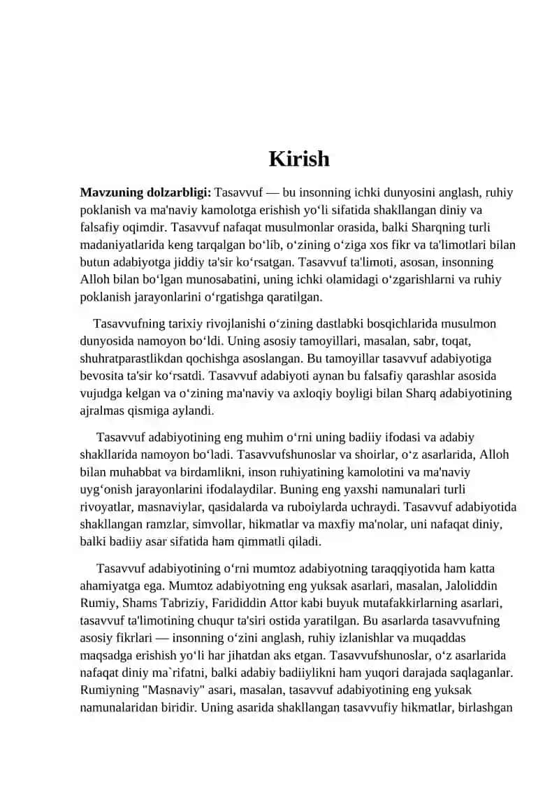 Tasavvuf ta’limotining mumtoz adabiyot taraqqiyotidagi o‘rni va ahamiyati 2
