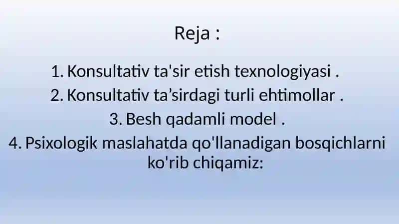 Konsultativ ta'sir etish texnologiyasi 2