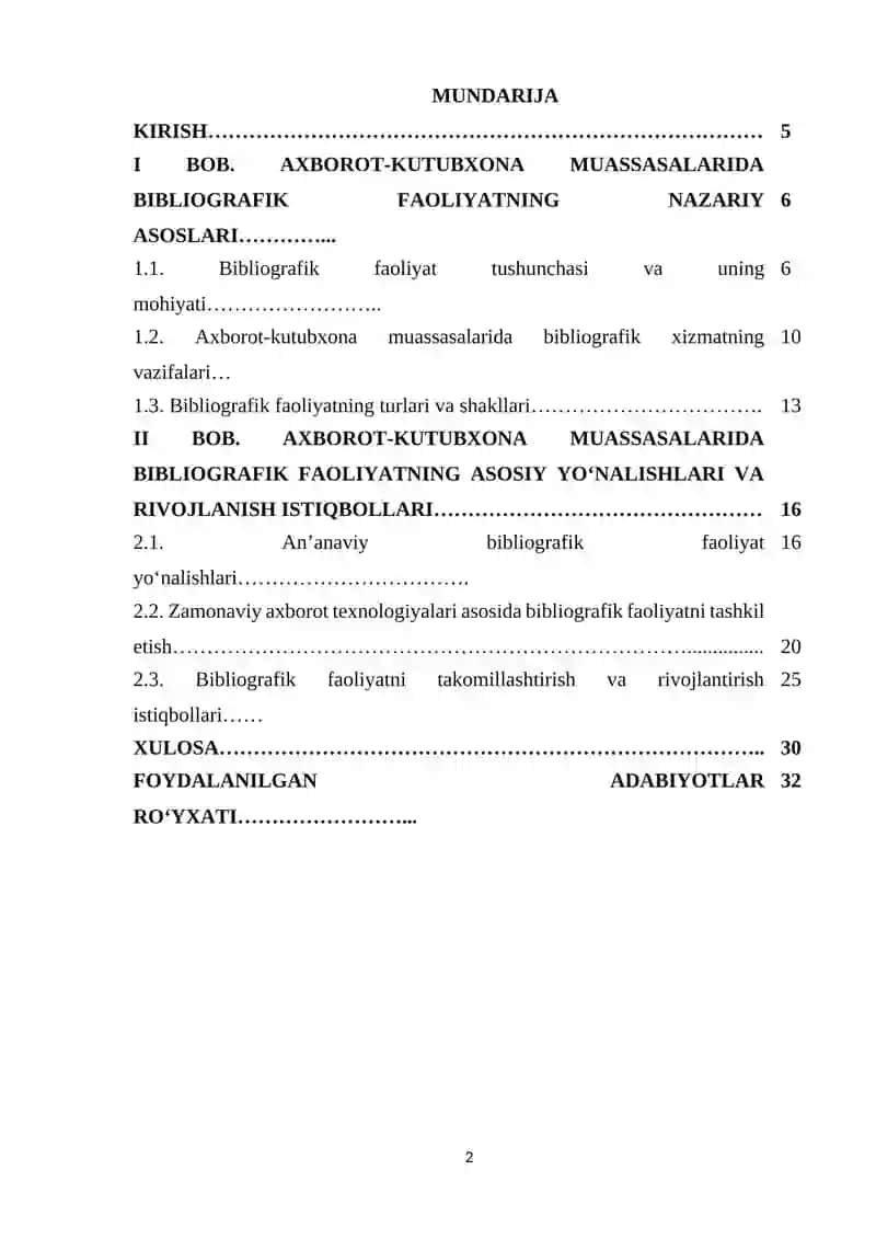 Axborot-kutubxona muassasalari bibliografik faoliyatning asosiy yo‘nalishlari 2