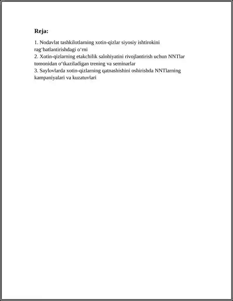 Xotin-qizlar ijtimoiy-siyosiy faolligini qo'llab-quvvatlash 2