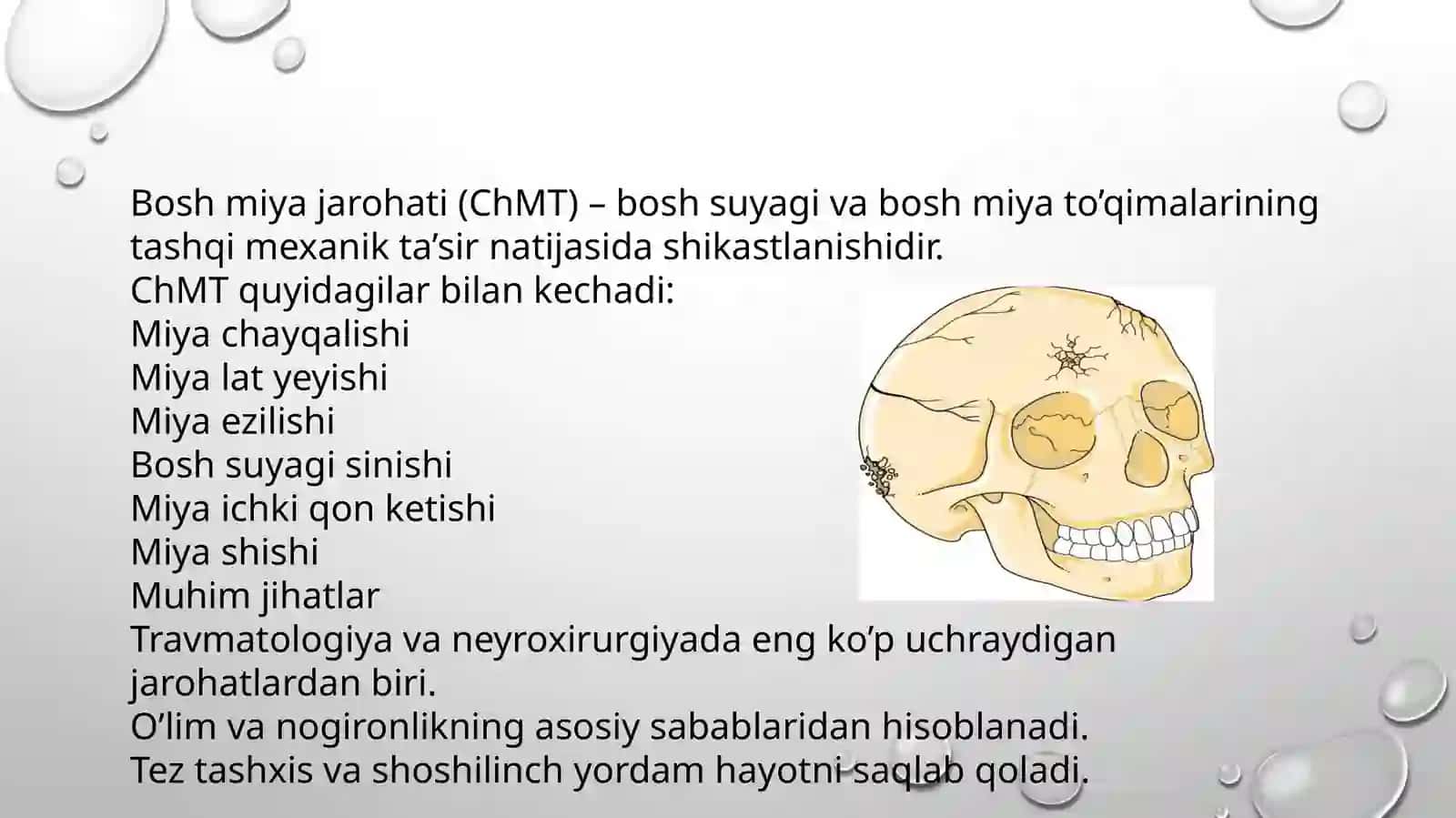 Bosh Miya Jarohatlari (ChMT) va Neyroxirurgik Shoshilinch Yordam | PPT Taqdimot | Tibbiyot Slaydi 2