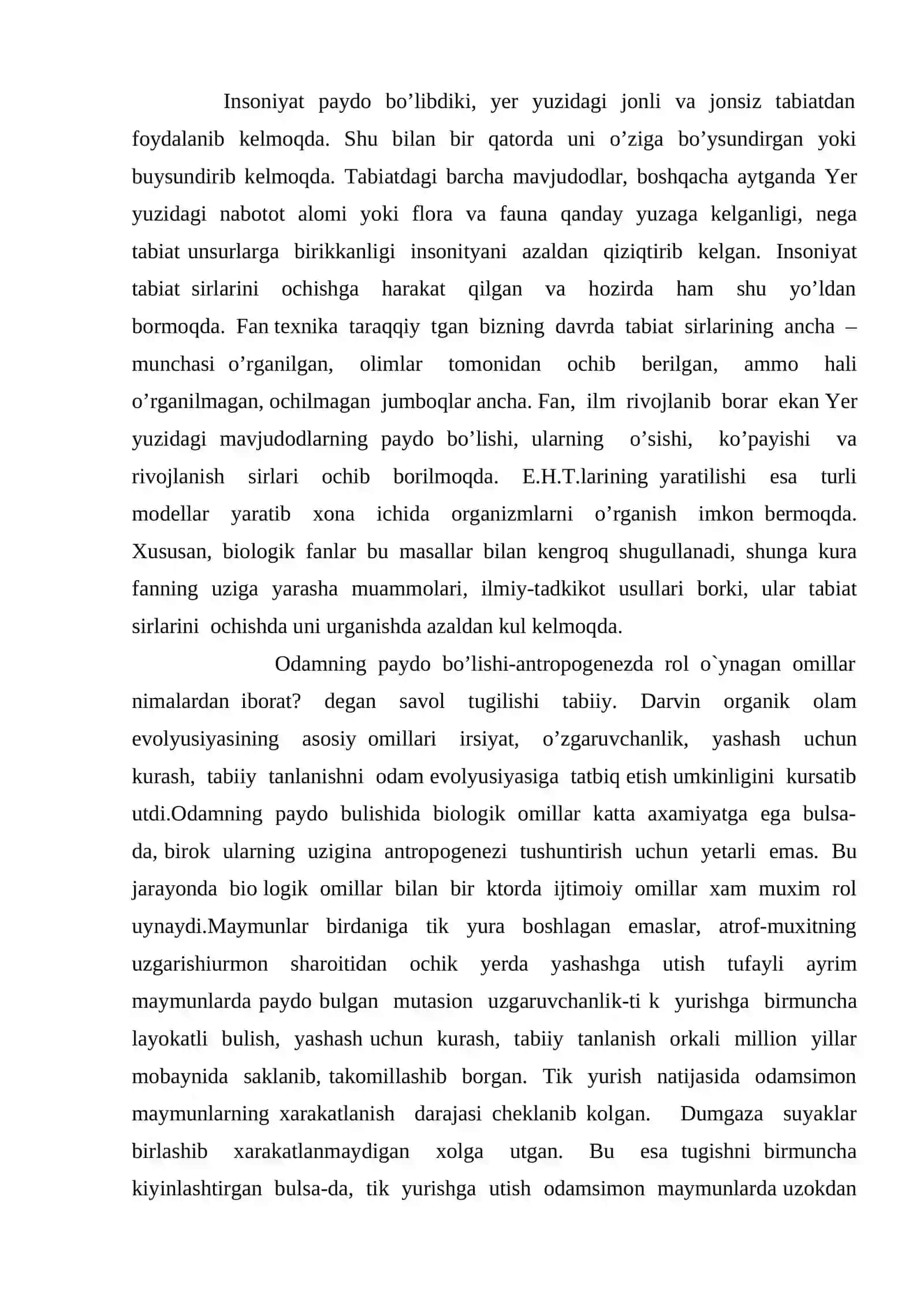 ODAMNING PAYDO BО‘LISHIGA DOIR ZAMONAVIY G‘OYALAR VA ULARNING ISBOTI 2