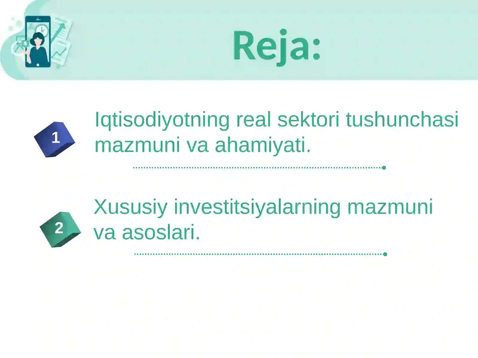 Iqtisodiyot va uning real sektorini rivojlantirishda xususiy investitsiyalarning o‘rni va ahamiyati 2