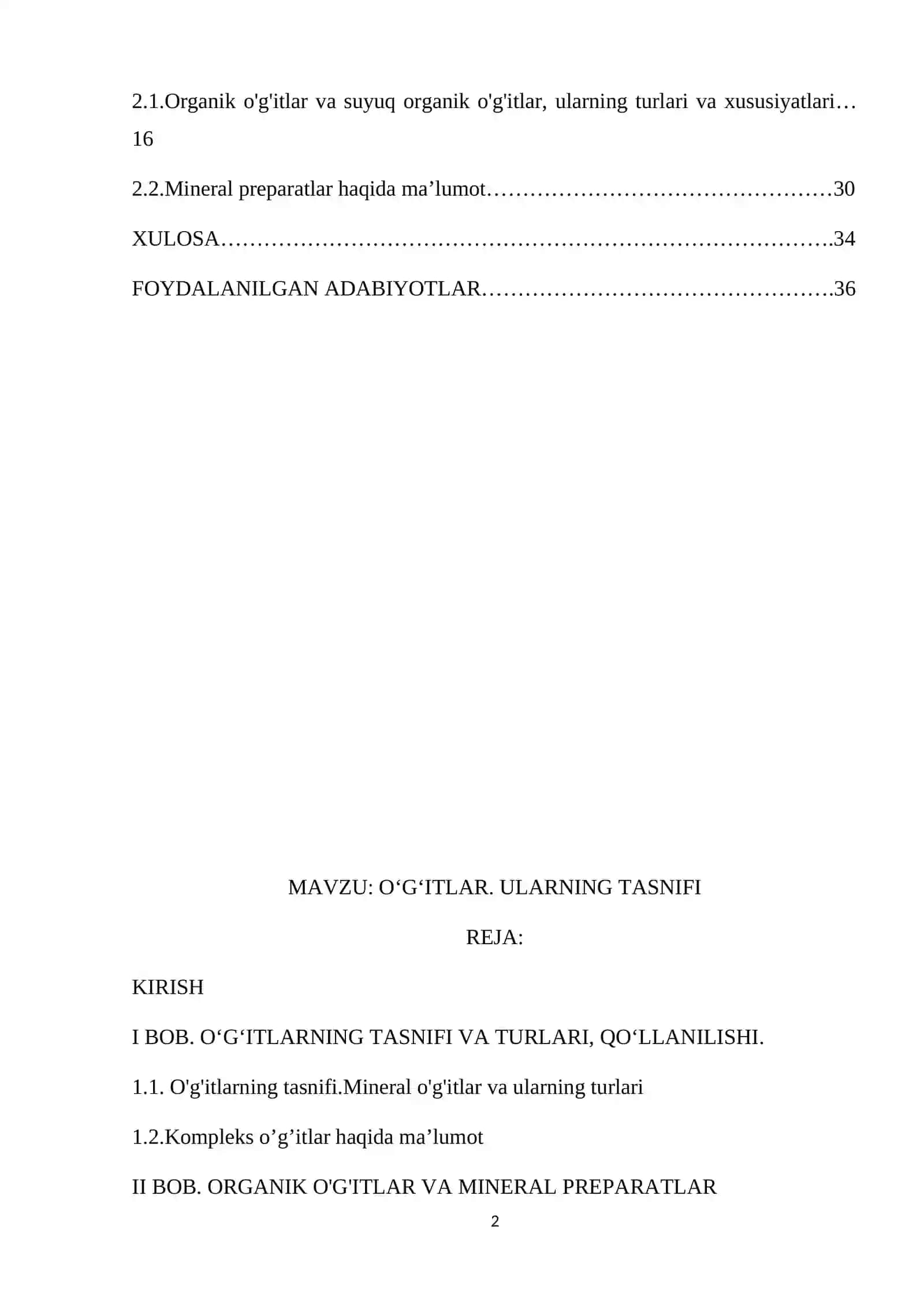 OʻGʻITLAR. ULARNING TASNIFI 2