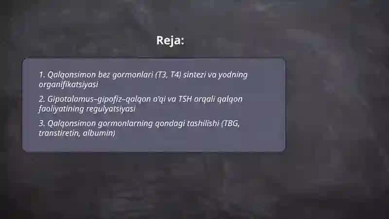 Qalqonsimon, qalqon oldi, buyrak usti bezlari fiziologiyasi 2