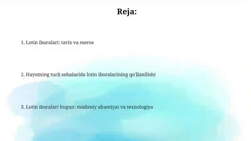 Lotin iboralarining hayotimizning barcha jabhalarda tutgan o'rni 2