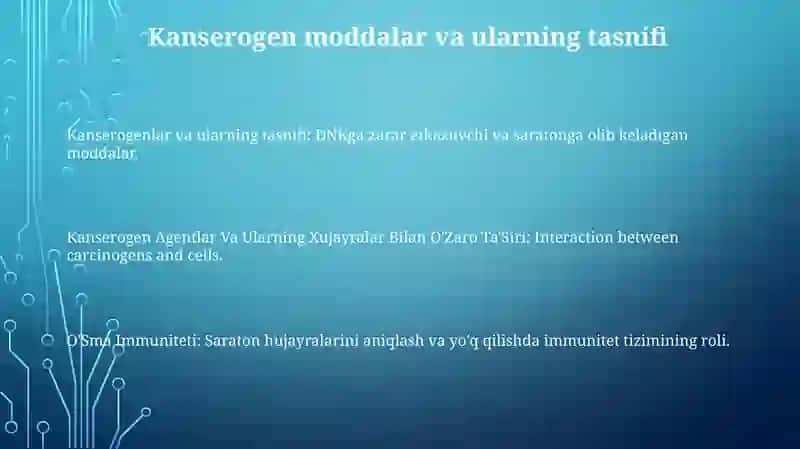Kanserogen Agentlar Va Ularning Xujayralar Bilan O'Zaro Ta'Siri.O'Sma Immuniteti 2