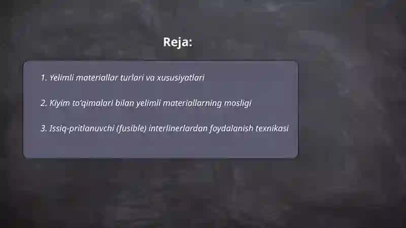 Yelimli materiallar turlari 2
