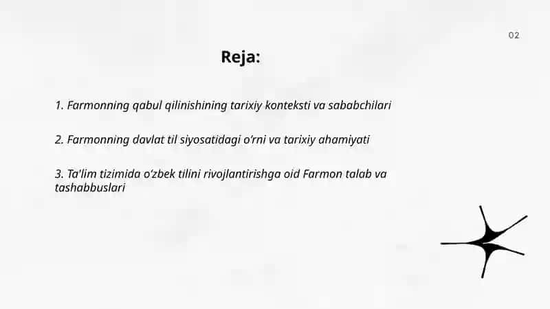 Oʻzbek tilining davlat tili sifatidagi nufuzi va mavqeini tubdan oshirish chora-tadbirlari 2