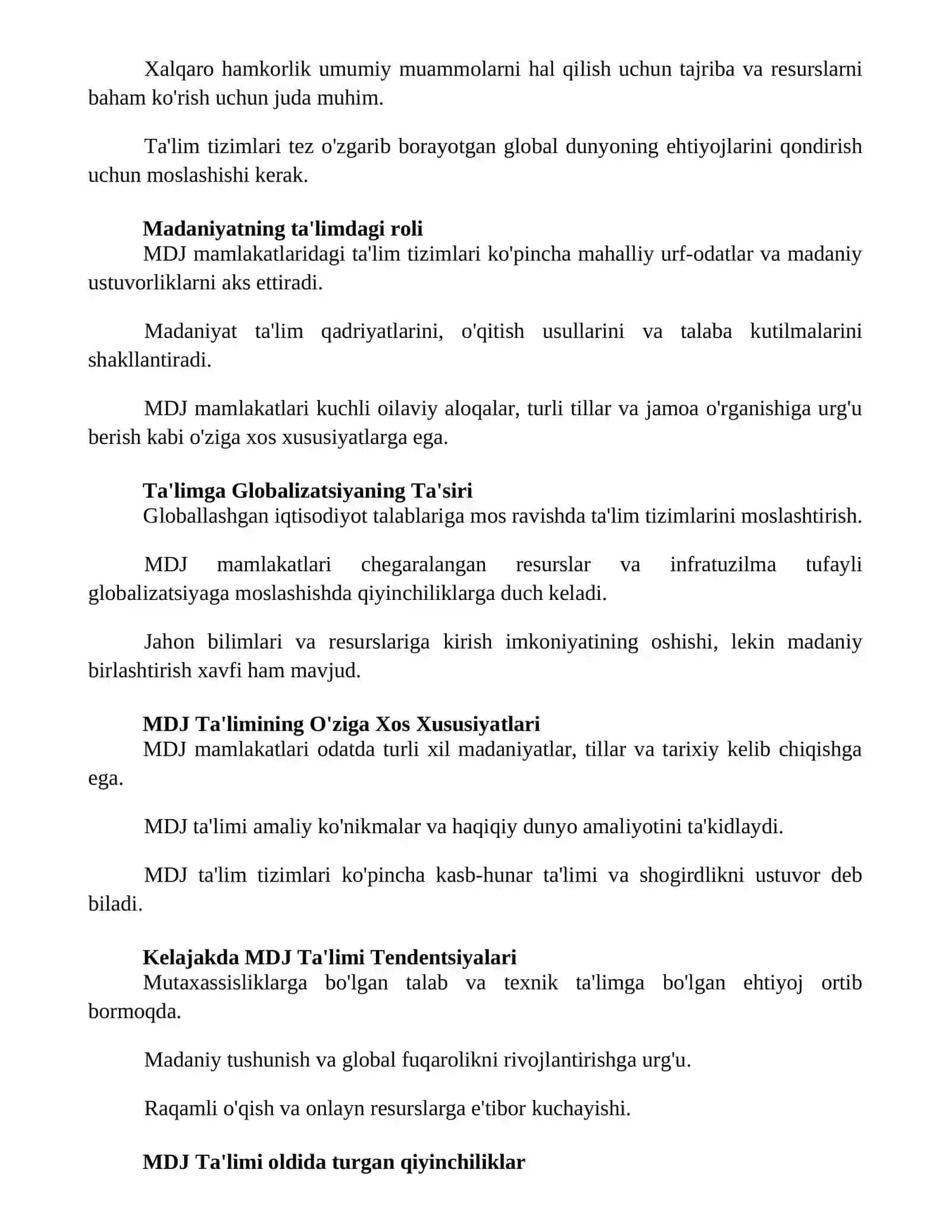 MDJ davlatlarining ta'lim tizimi va o'ziga xos xususiyatlari 2