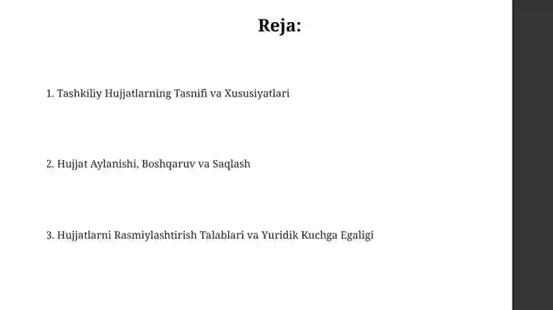 Tashkiliy hujjatlarning turlari va xususiyatlari 2