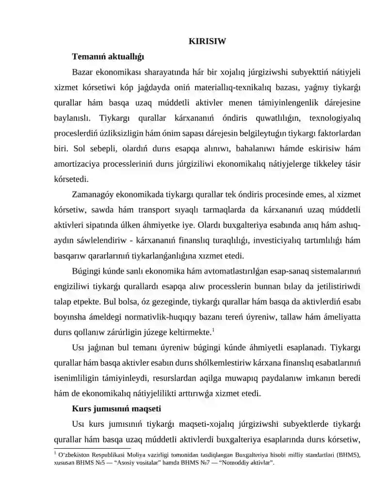 TIYKARǴI QURALLAR TÚSINIGI HÁM OLARDIŃ EKONOMIKALIQ ÁHMIYETI 2