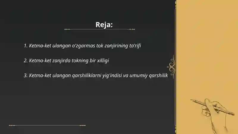 Ketma-ket ulangan òzgarmas tôk zanjiri 2
