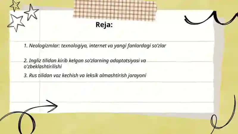 Mustaqillik davrida oʻzbek tili lugʻat tarkibida yuz bergan oʻzgarishlar 2