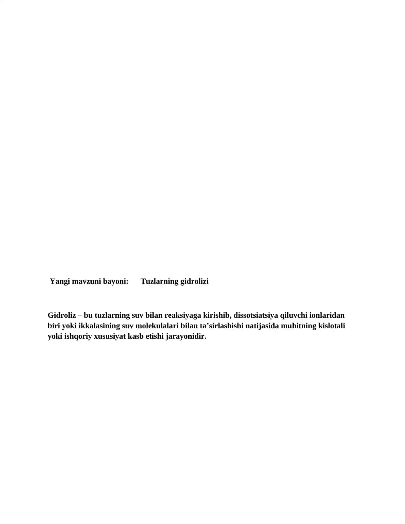 Tuzlarning gidrolizi 2