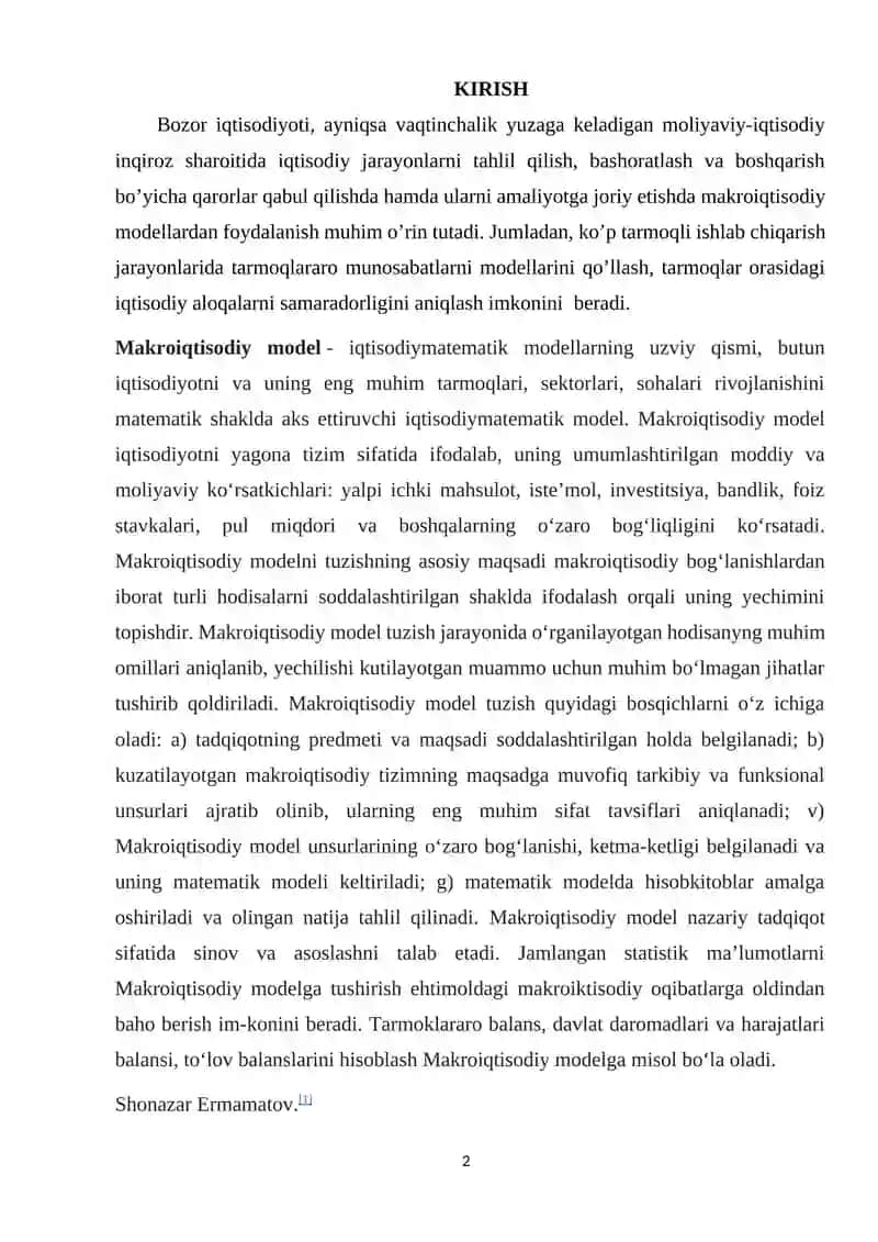 ASOSIY MAKROIQTISODIY MODЕLLARNING QIYOSIY TAHLILI 2