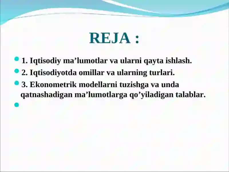 Regression tahlilning nazariy asoslari 2