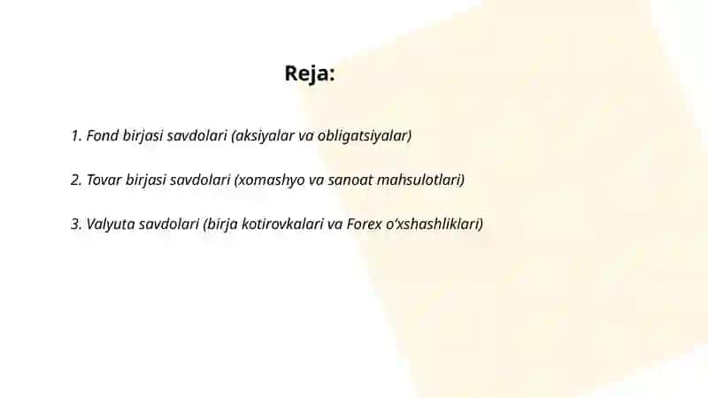 Fond birjasi savdolari 2