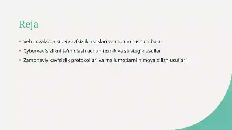 VEB ILOVALARDA KIBERXAVFSIZLIKNI TAMINLASH USULLARI 2