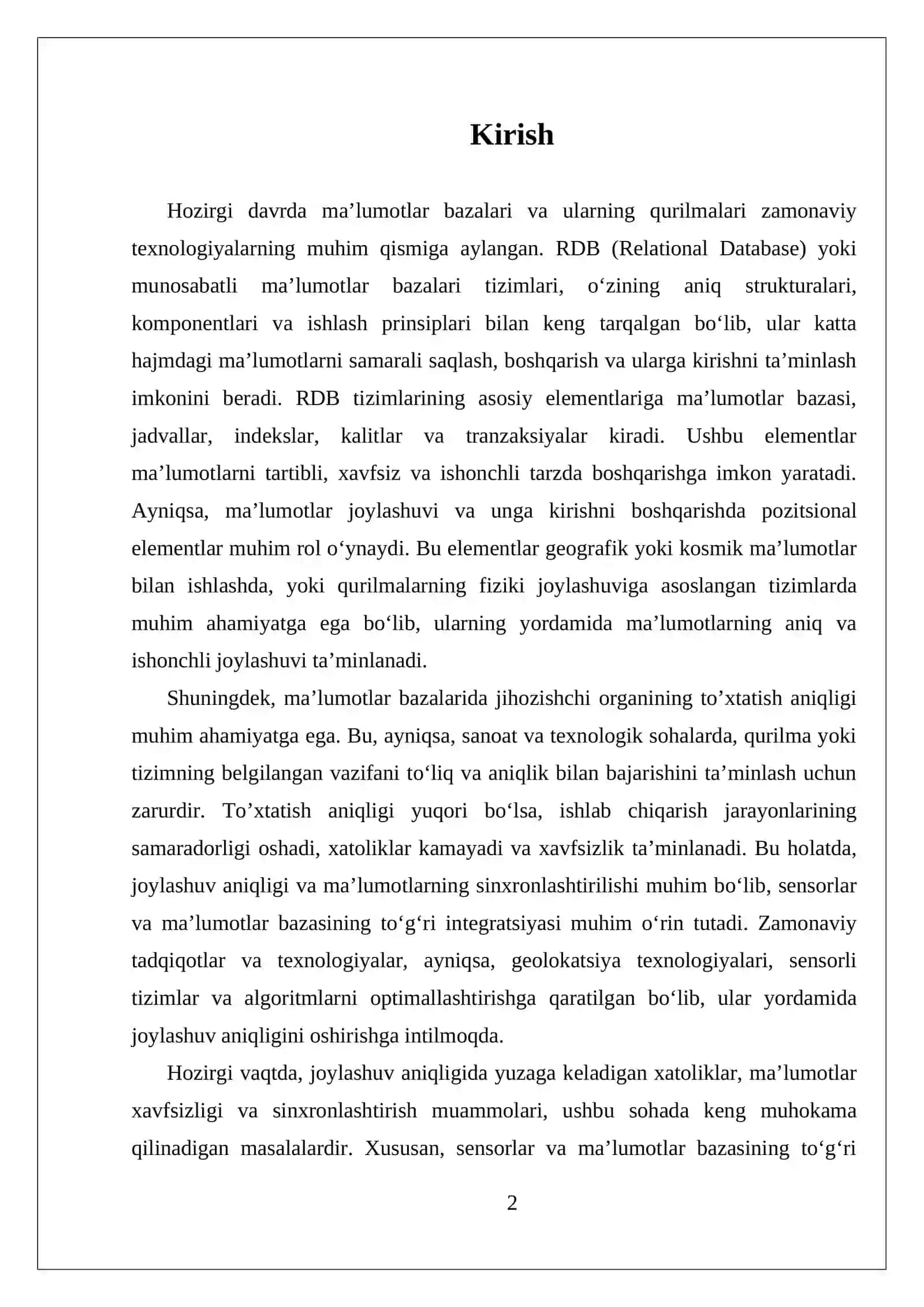 RDB tizimlarining asosiy elementlari va ularning vazifalari 2