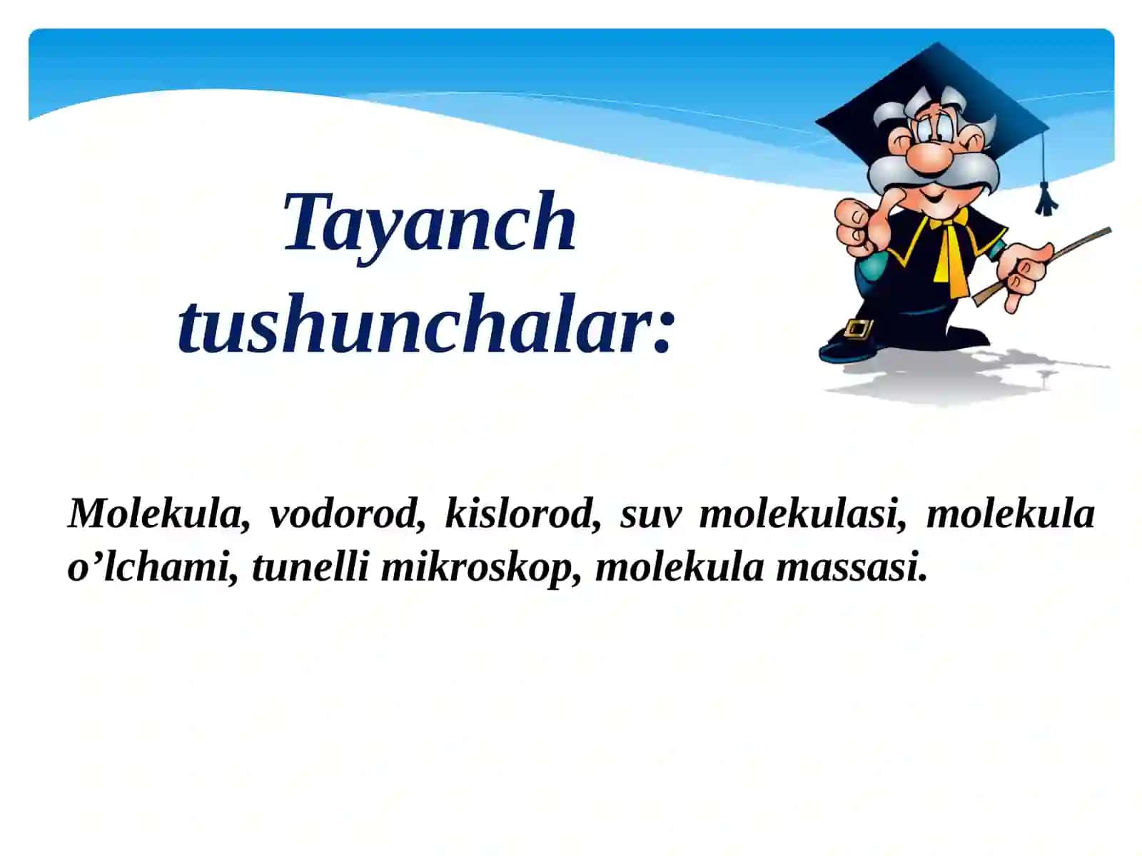MOLEKULANING MASSASI VA O’LCHAMI 2