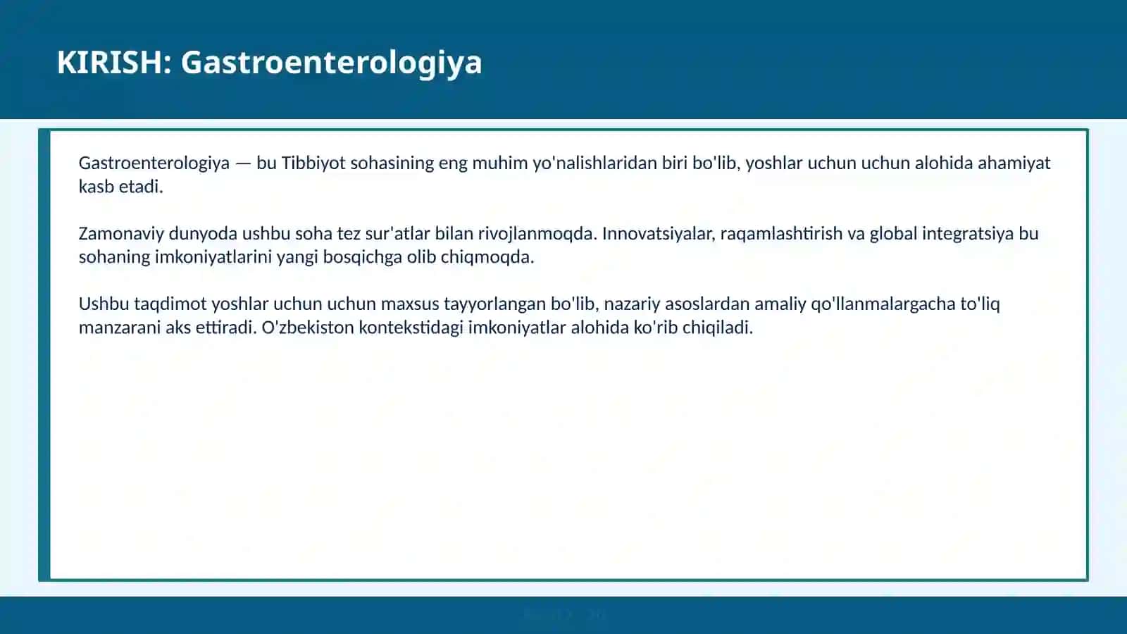 Gastroenterologiya yoshlar uchun 2