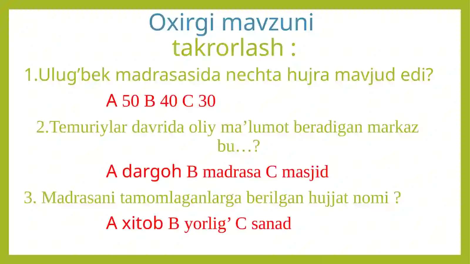 ANIQ FANLARNING RIVOJLANISHI 2