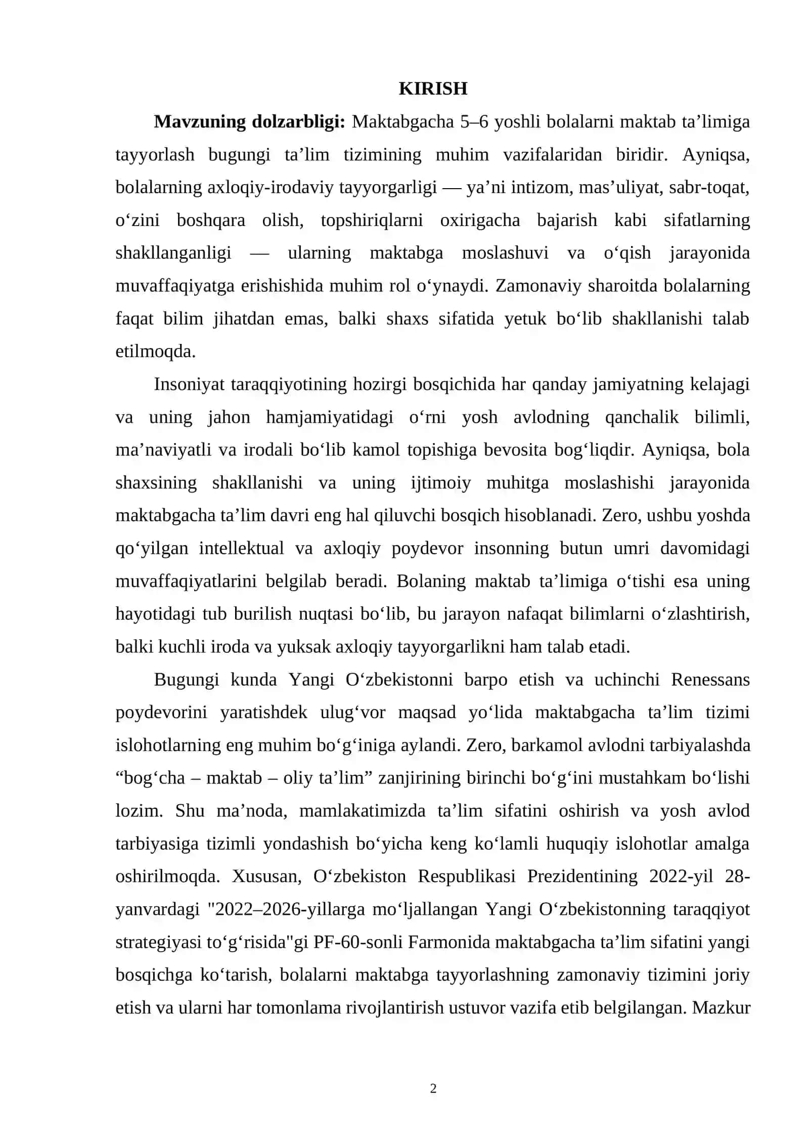 Maktabgacha 5-6 yoshli bolalarning maktab ta'limiga yetukligida axloqiy irodaviy tayyorgarlikning ahamiyati 2