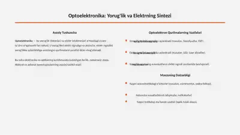 OPTOELEKTRON KO'PAYTIRGICHLAR VA ELEKTRON INDIKATORLAR 2