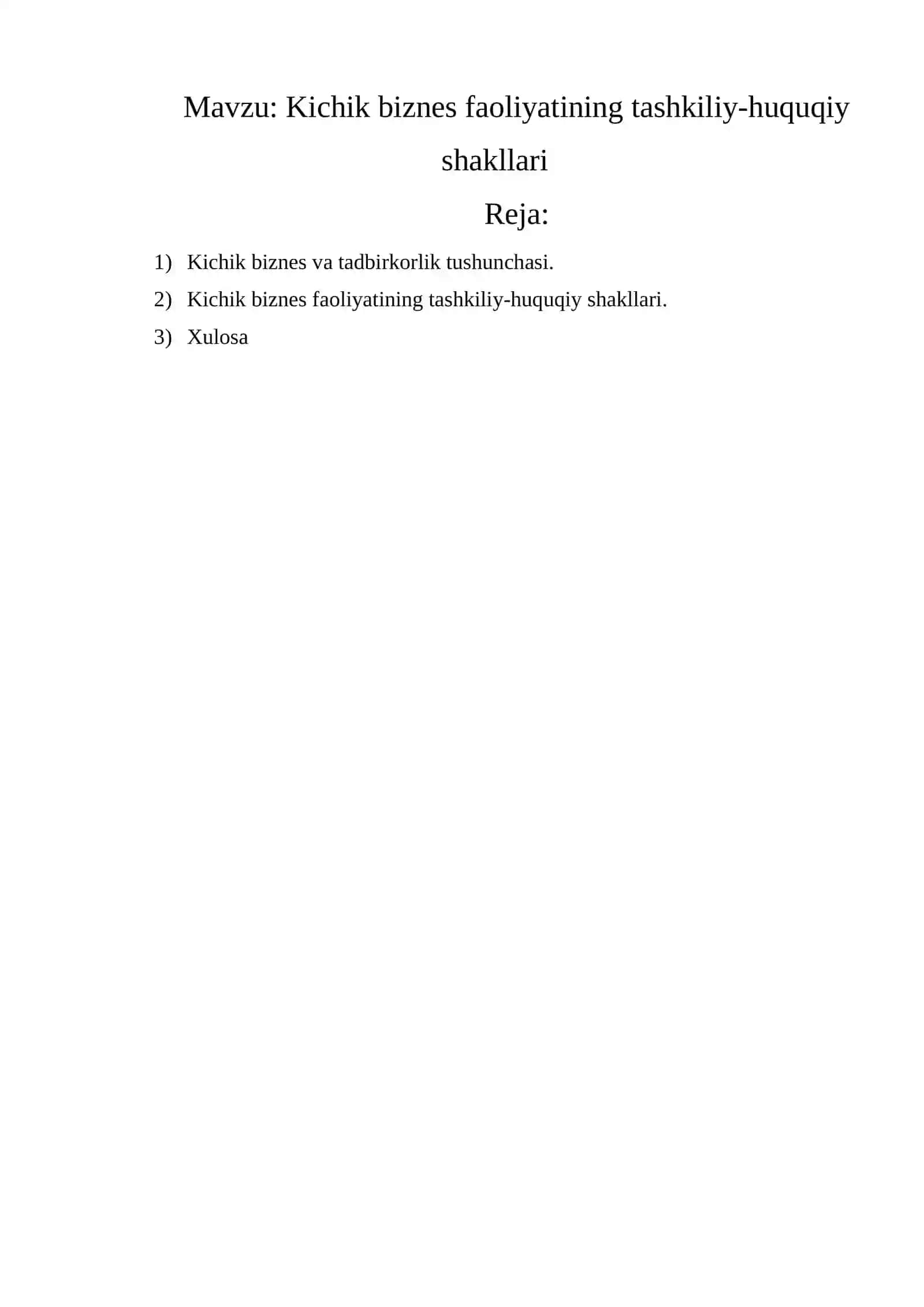 Kichik biznes faoliyatining tashkiliy-huquqiy shakllari 2