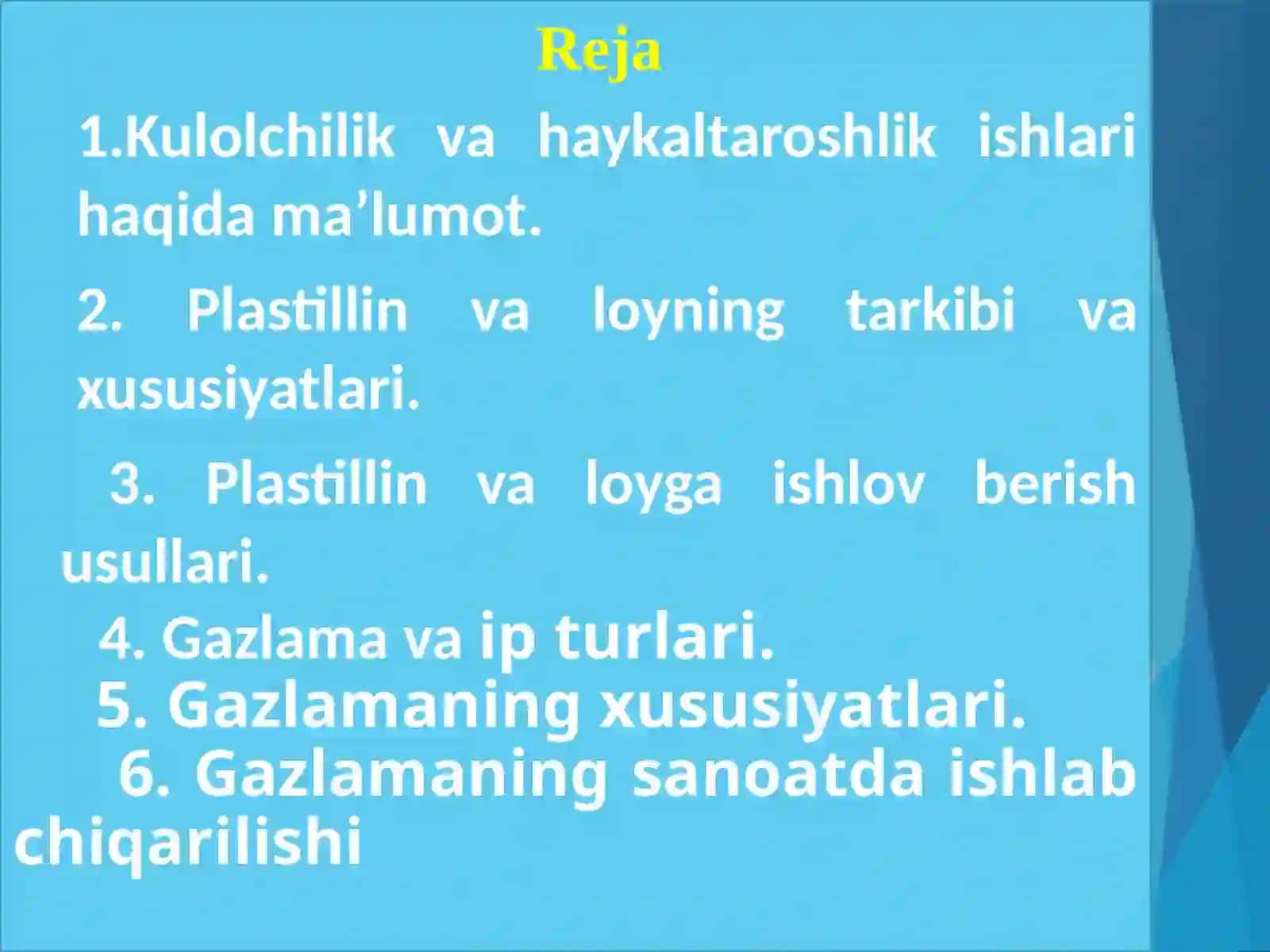 Plastilindan amaliy darslarni tashkil etish metodikasi 2