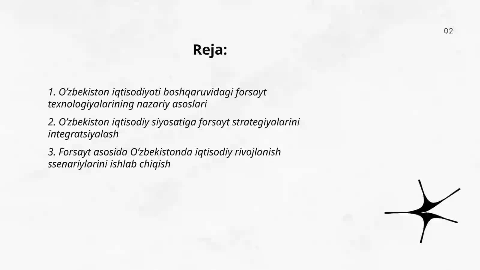 O’zbekiston iqtisodiyoti boshqaruvidagi forsayt texnologiyalaridan foydalanish 2