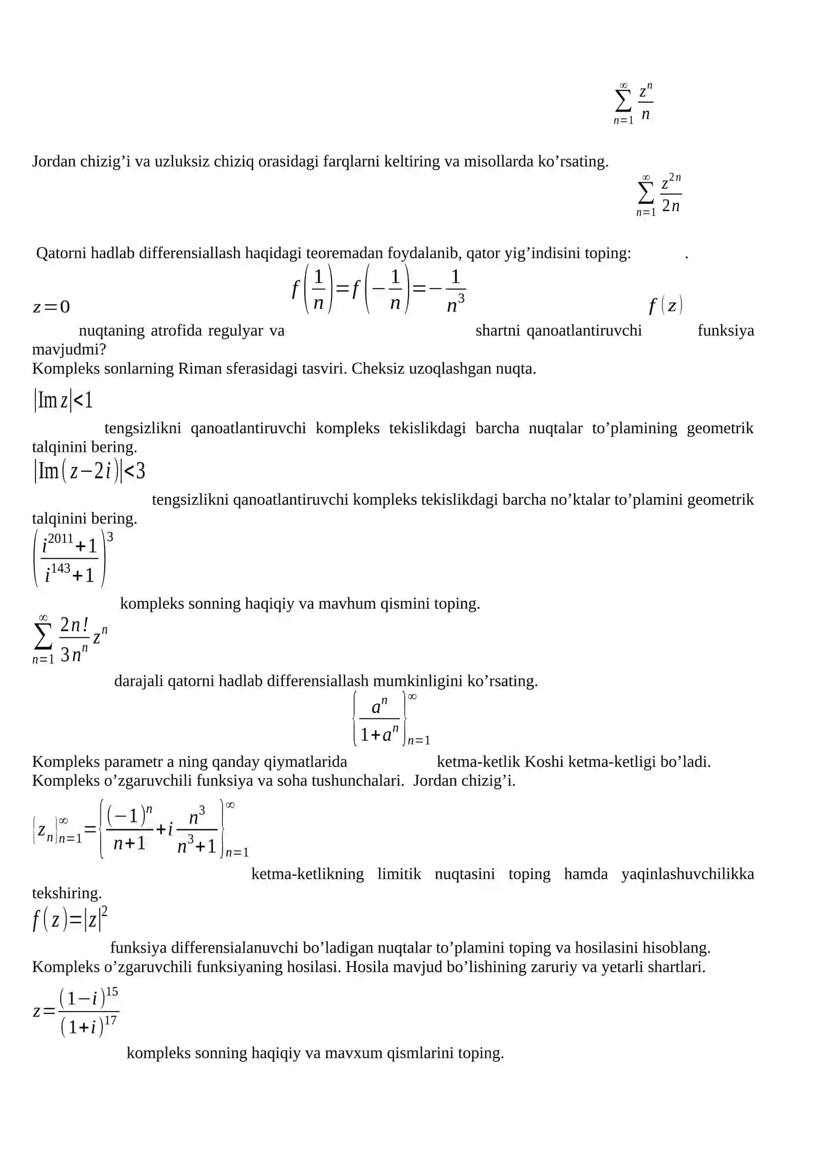 Bir qiymatli analitik funksiya tushunchasi, monogenlik 2
