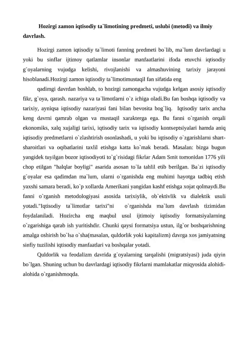 Iqtisodiy ta`limotlari tarixi 2
