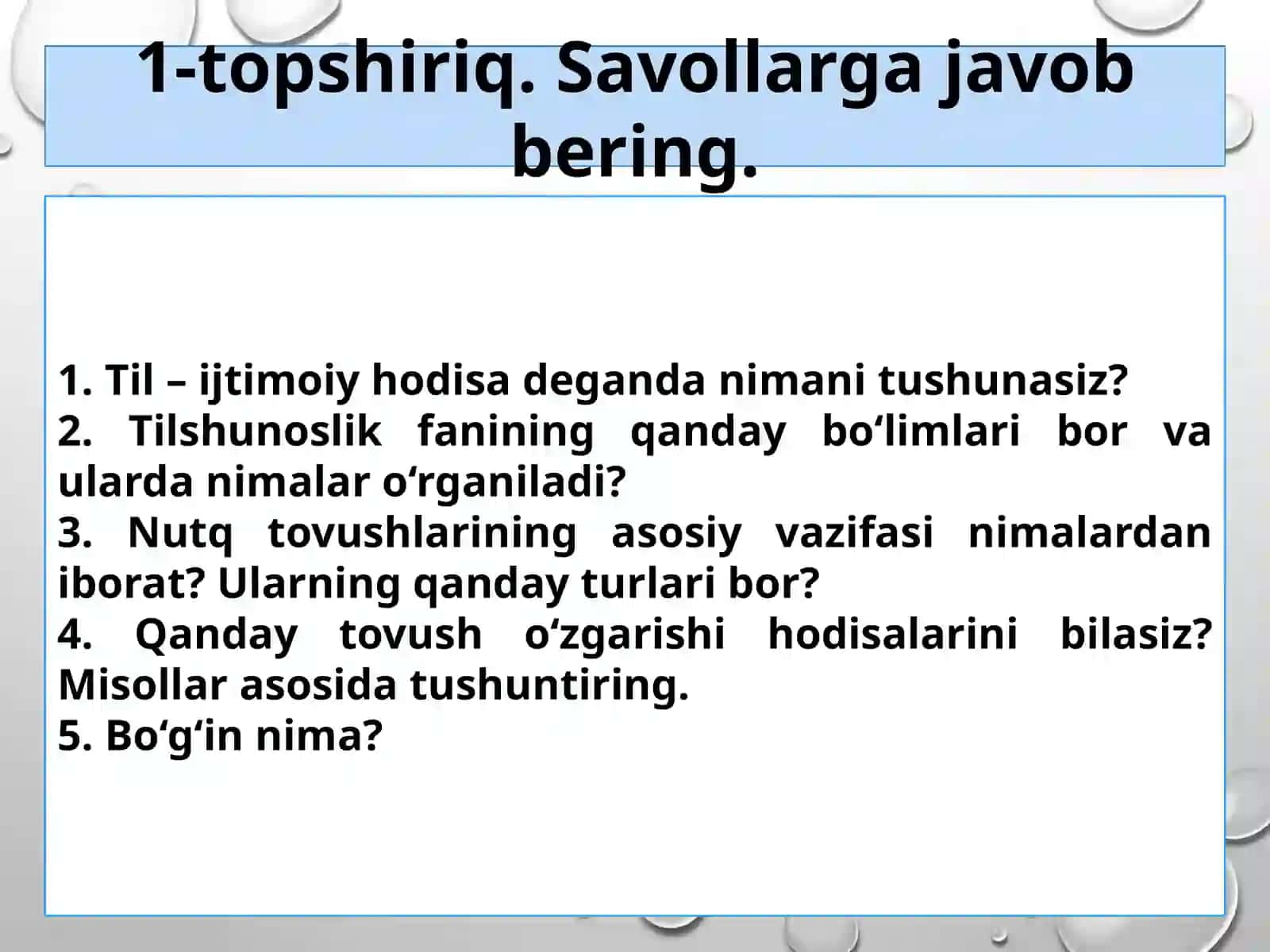 Savollar va masalalar 2