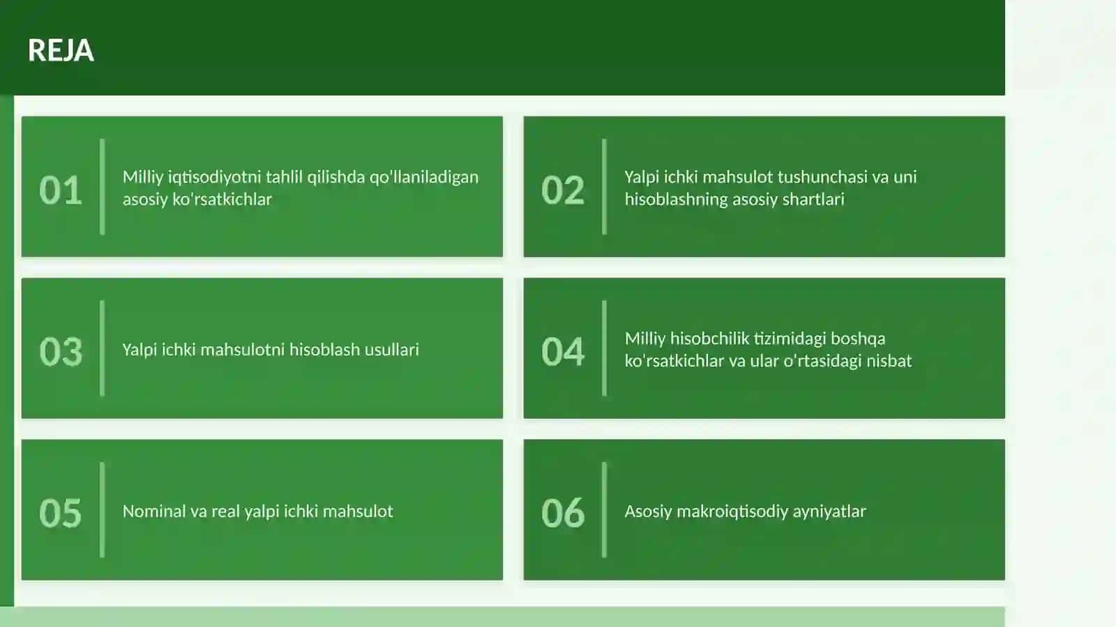 Asosiy makroiqtisodiy ko'rsatkichlar va ularni hisoblash 2