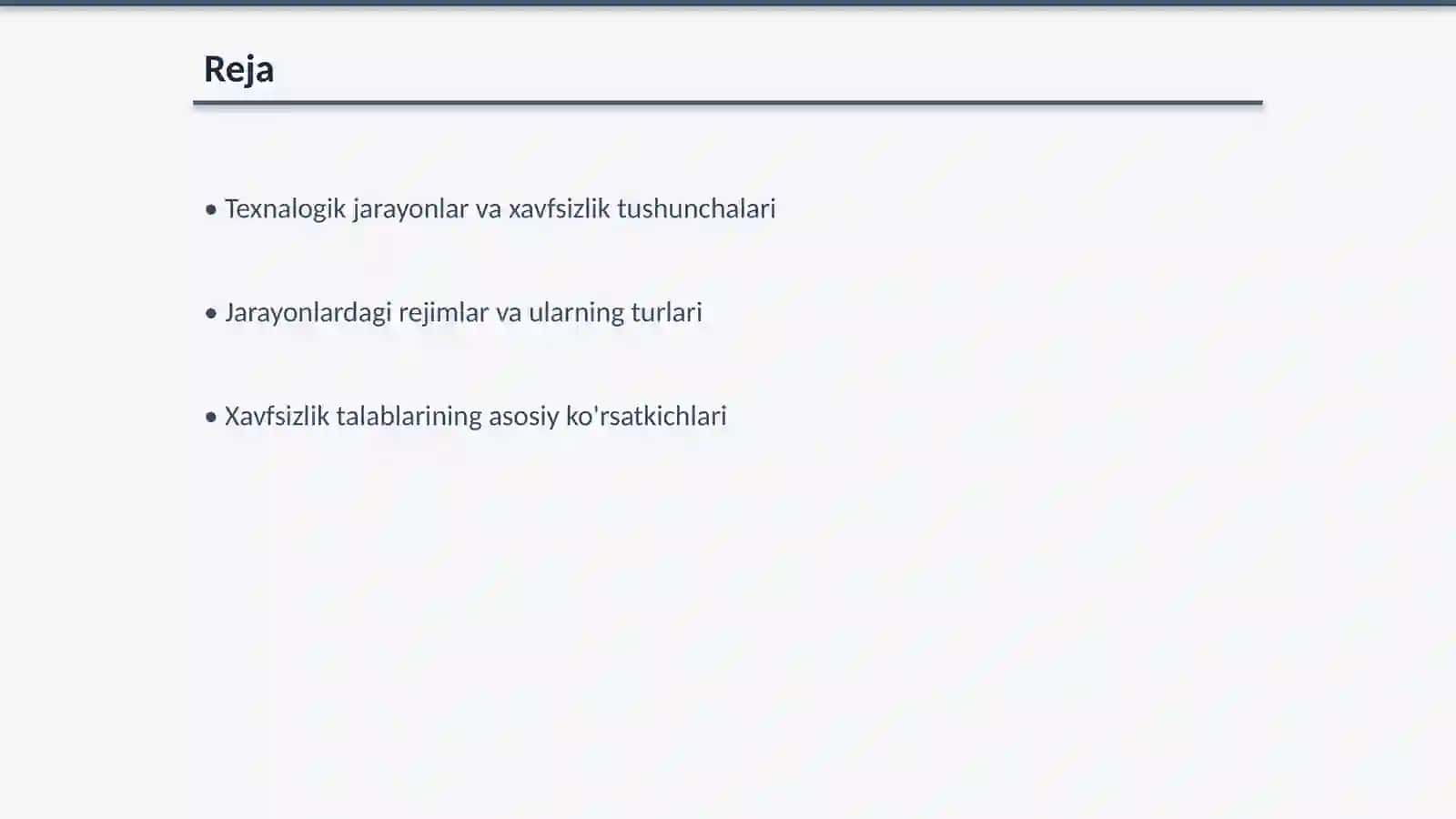 Texnalogik jarayonlardagi rejimlarni xavfsizlik talablariga javob berishini tahlil qilish 2