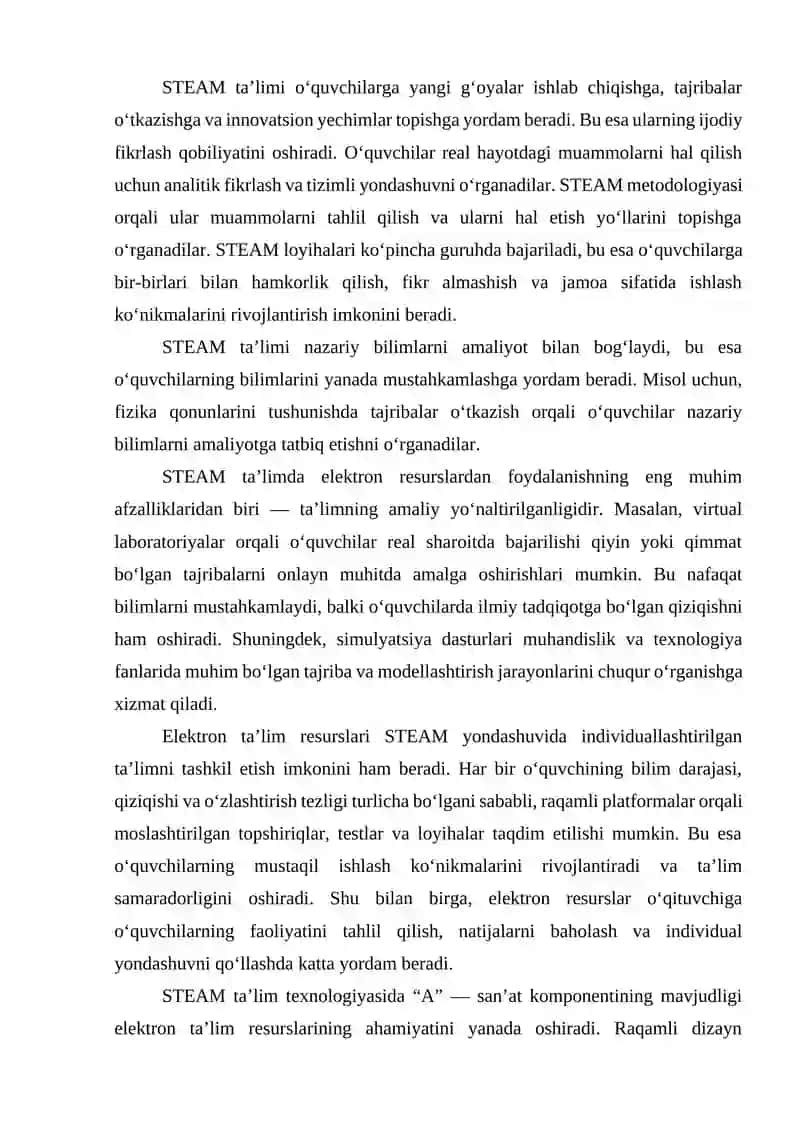 Boshlang‘ich Ta’limda STEAM Ta’lim Texnologiyasidan Foydalanishning Mohiyati 2