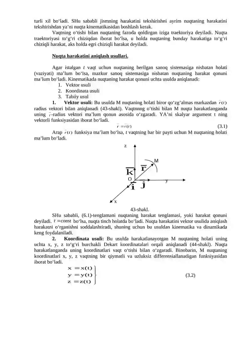 Nuqta kinematikasi. 2