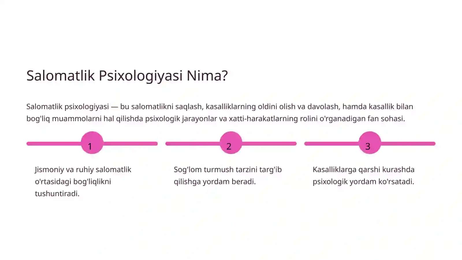 Salomatlik Psixologiyasi Tushuncha va Rivojlanish Tarixi Mavzusida slayd taqdimot 2