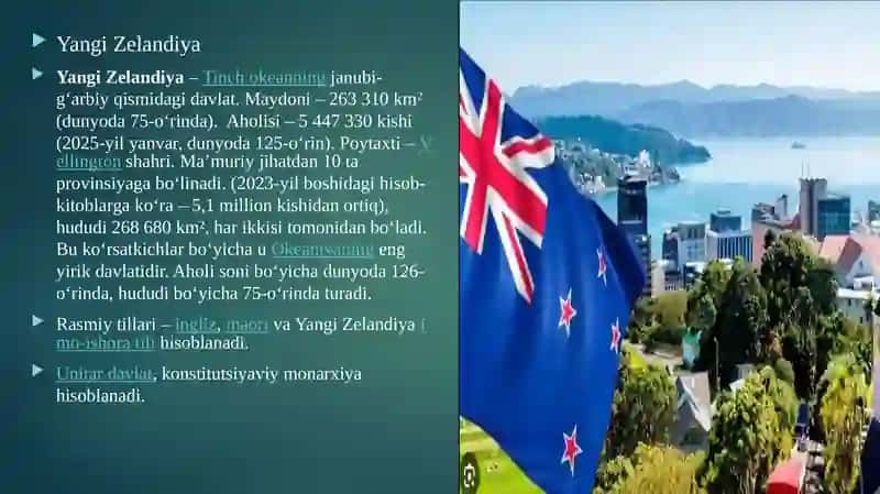 Yangi Zelandiya haqida ma’lumot 2