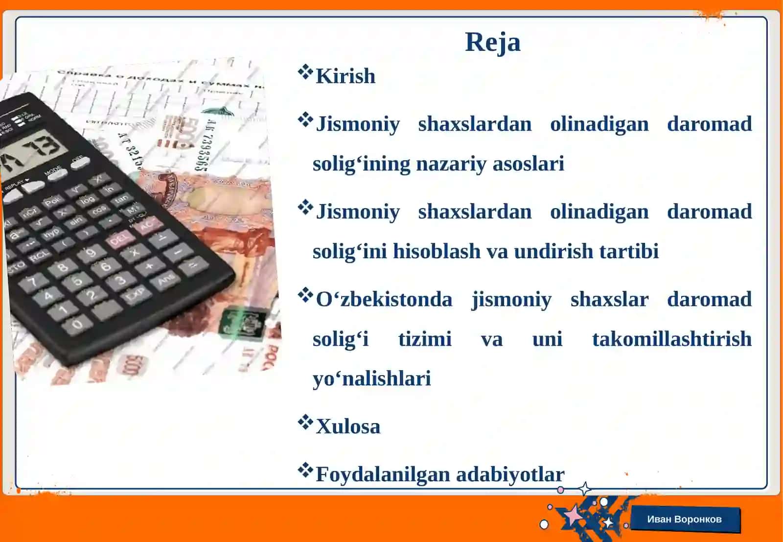 JISMONIY SHAXSLARDAN OLINADIGAN DAROMAD SOLIGʻI 2