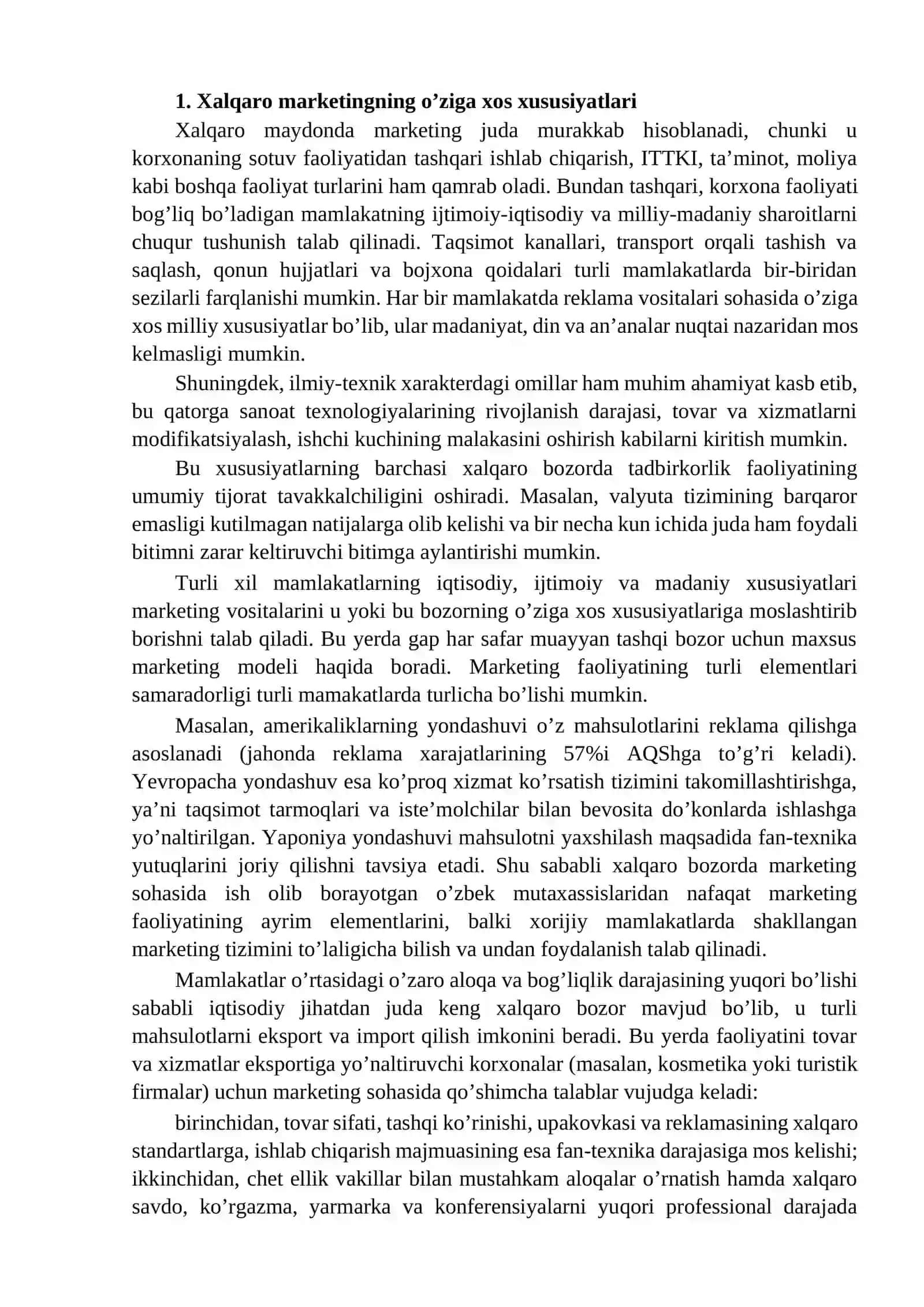 Xalqaro bozorda marketing tadqiqotlari 2