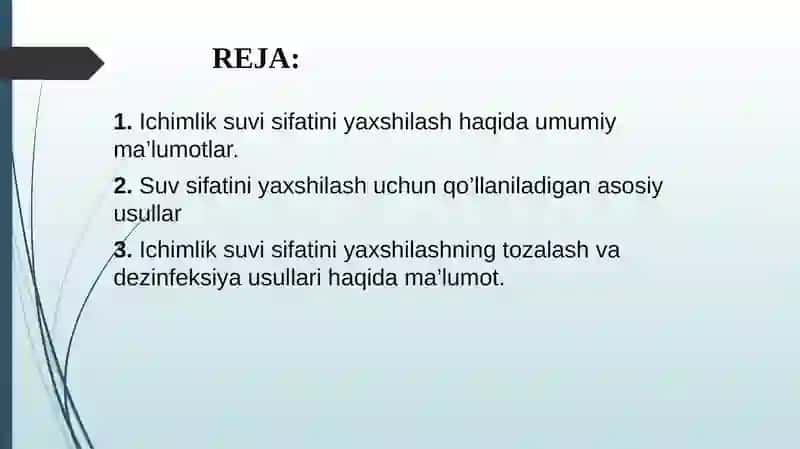 Ichimlik suvining sifatini yaxshilashdagi asosiy usullar 2