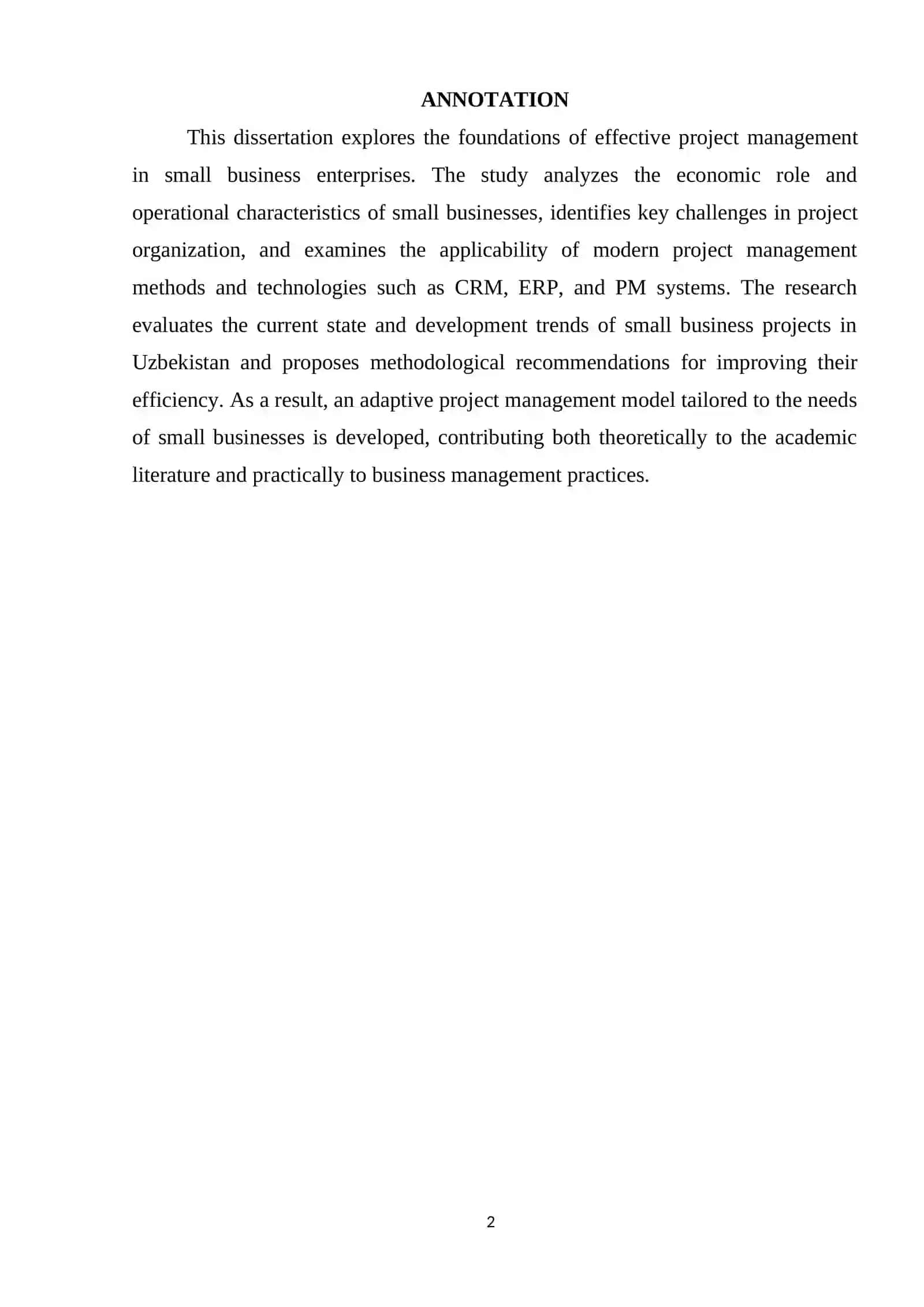 Kichik bisnesda loyihalarni samarali boshqarish asoslari 2